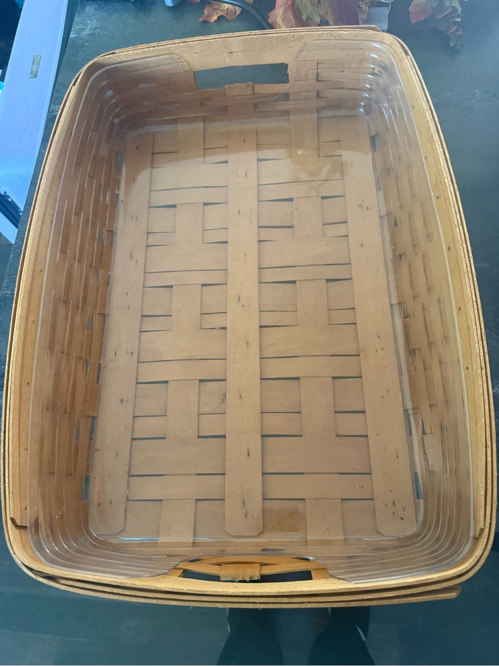 Longaberger 1997 Hostess Large Serving Tray Basket with Clear Plastic Liner
